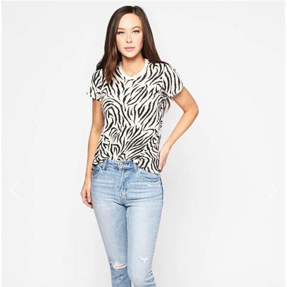 ATM ZEBRA PRINT SLUB JERSEY SCHOOLBOY CREW size small - Picture 3 of 12